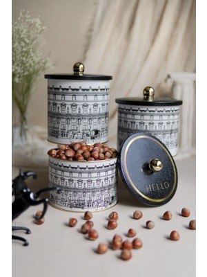 Evle Yuvarlak Kutu Ø140, Topuz Kulp, 3 lü Set