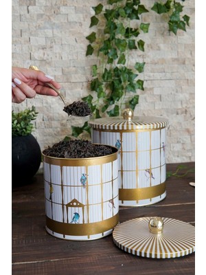 Bird Cage Desenli Metal Saklama Kabı 2'li Set 2.1 Litre 4.1 Litre, ERB48T7