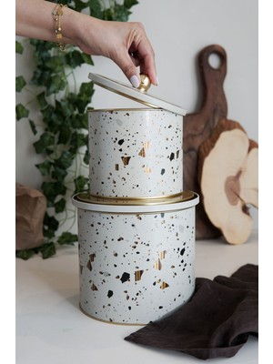 Evle ERB45U4 Ø175, Ø140 Çap Topuz Kulplu 2 Li Set H:125, H:155, Terrazzo