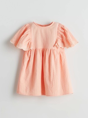 Lcw Kids Pembe Bisiklet Yaka Kız Çocuk Müslin Elbise