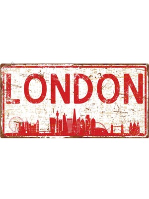 Hayg Equipment Londra Silüetli Dekoratif Alüminyum Şehir Tabelası - Londra Manzaralı Duvar Dekoru