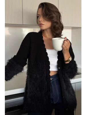 Gül Detaylı Sakallı Kadın Triko Hırka P-00017976