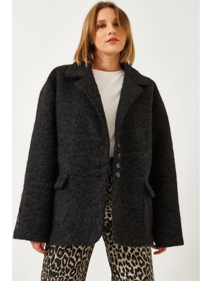 Shade Kadın Oversize Astarlı Kaşe Blazer Ceket
