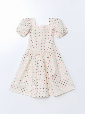 Lcw Kids Ekru Kare Yaka Puantiyeli Kız Çocuk Elbise