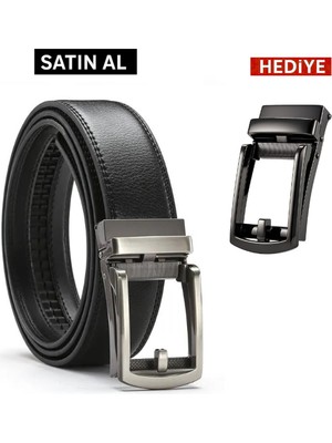 Bosskan Yeni Erkek Otomatik Tokalı Raylı Deliksiz Kemer ( Yedek Toka Hedıye )