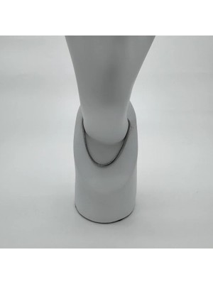 Takışına Çelik Siver Italyan Zincir Unisex Bileklik  - Silver