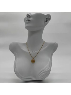 Çelik Vintage Göz Detay Italyan Zincir Gold Kolye - Gold
