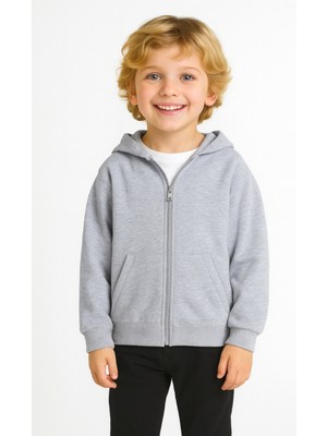 Kız - Erkek Çocuk Basic Fermuarlı Kalın 3 Iplik Kışlık Okul Sweat AK1815