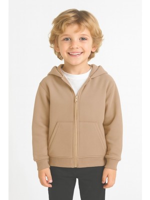 Kız - Erkek Çocuk Basic Fermuarlı Kalın 3 Iplik Kışlık Okul Sweat AK1815