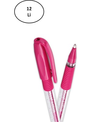 Pensan Tükenmez Kalem Jel Simli 1.0 mm Pembe 2280 12'li