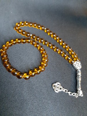 Mryart Kahverengi Cam Boncuk Tesbih ve Bileklik Seti