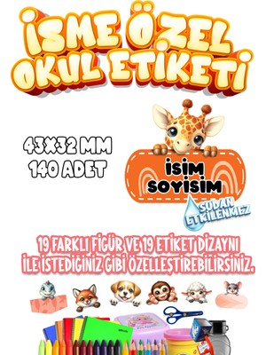 Okul Etiketi Kalem Defter Etiketi Özel Isim Yazılabilen Etiket Seti SET14