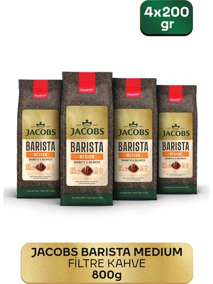 Jacobs Barista Medium Filtre Kahve Öğütülmüş 200 gr x 4 Adet