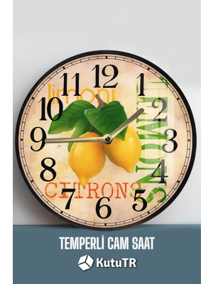 Mutfağınıza Akdeniz Esintisi! 3D Görünümlü Temperli Cam Saat – 33 cm CSDW217
