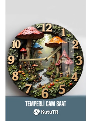 Evinizde Masalsı Bir Hava Estirecek Dekoratif 3D Görünümlü Temperli Cam Saat – 33 cm CSDW245