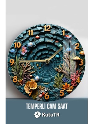 Her Baktığınızda Sizi Denizin Huzuruna Götürecek! 3D Görünümlü Temperli Cam Saat – 33 cm CSDW248