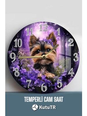 Köpek Temalı 3D Görünümlü Temperli Cam Saat – 33 cm CSDW203