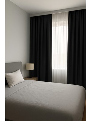 Koyu Gri - Düz Dökümlü Fon Perde - Pilesiz Düz Dikim - PL32