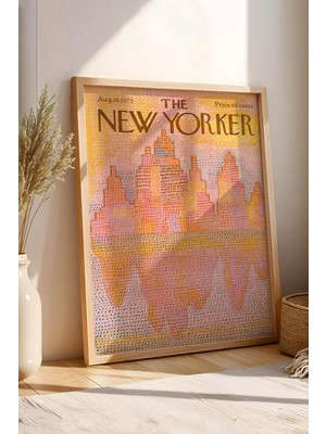 The New Yorker Çerçeveli Tablo August 18 1975 - Manhattan Şehir Silüeti Tablosu