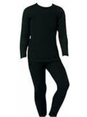 Çocuk Termal Takım Uzun Kollu Termal Bady Tayt  Kız Erkek Siyah Termal Body
