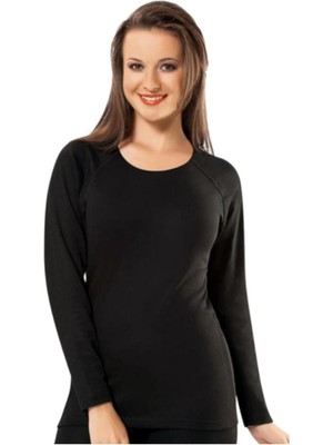 Kadın Siyah Termal Uzun Kollu Üst 2007