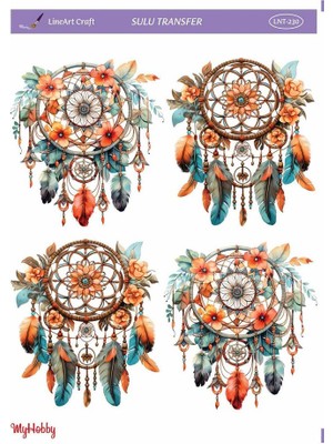 Renkli, Düş Kapanı Desenli Sulu Transfer LNT-230 25X35