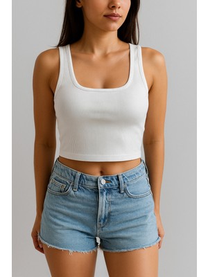 Kalın Askılı Kadın Crop Atlet