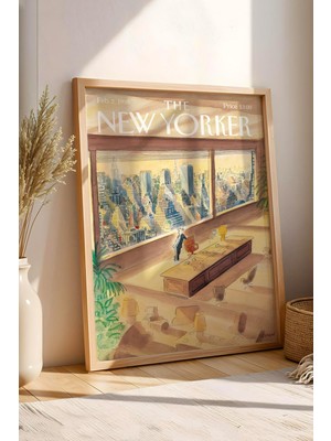 The New Yorker Çerçeveli Tablo February 2 1998 - New York Şehri Bar Manzarası Tablosu