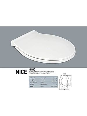 Nkp Nice Duroplast Yavaş Kapanan Klozet Kapağı Metal Menteşe Üstten Sıkmalı