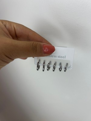 Badelis Çelik Silver Renk Üç Ayrı Boy Halka Küpe