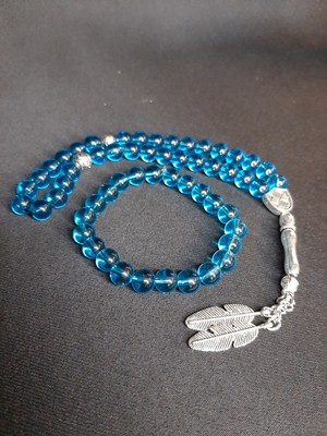 Mryart Mavi Cam Boncuk Tesbih ve Bileklik Set