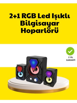 Astraltech 2.1 Usb Bağlantılı Oyun Hoparlörü Renkli Led Işıklı