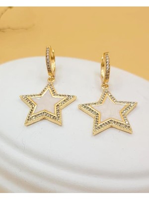 Işıltılı Yıldız Altın Kaplama Küpe