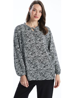 Lc Waikiki Yeni Sezon Baglamali Yaka Desenli Kadin Bluz - S53337Z8