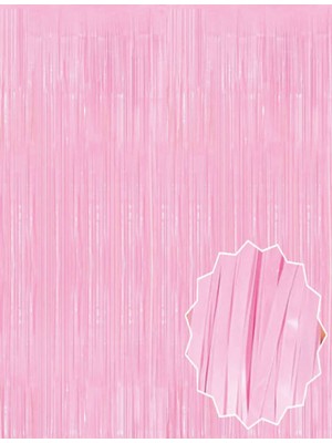 Go İthalat Soft Pembe Püsküllü Kapı Perdesi - Parti, Baby Shower, Cinsiyet Partisi 1x2 m (5582)