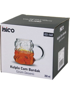 Üzüm - Kabarcıklı Kulplu Cam Bardak Termisil - Isıya Dayanıklı Borosilikat 350ML