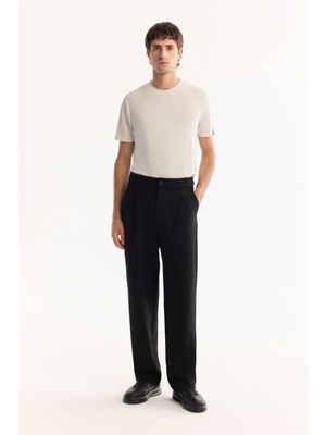 AVVA Erkek Siyah Klasik Bel Bi-Stretch Kolay Ütülenen Baggy Fit Pantolon A52Y3042