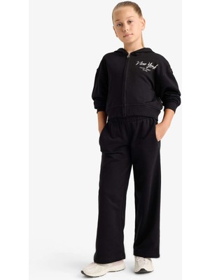 DeFacto 2'li Takım Baskılı Kapüşonlu Sweatshirt Eşofman Altı Kız Çocuk E6417A825AU