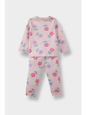 DeFacto Kız Bebek Pijama Takımı Çiçek Desenli Uzun Kollu Üst Uzun Alt F0630A525AU