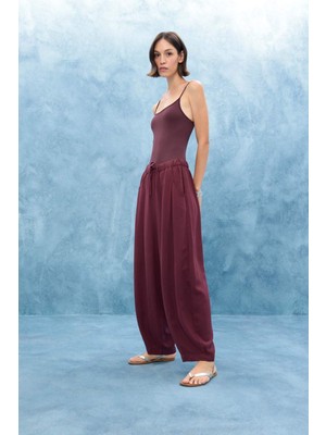 DeFacto Balloon Fit Çift Cepli Normal Bel Standart Boy Keten Karışımlı Pantolon F9961AX25AU