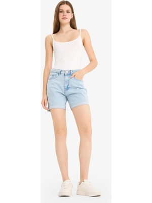 DeFacto %100 Pamuk Boyfrıend Yüksek Bel Jean Şort E0934AX25AU