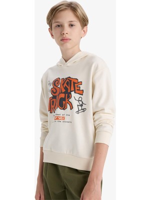 DeFacto Kapüşonlu Baskılı Sweatshirt Erkek Çocuk F2844A825AU