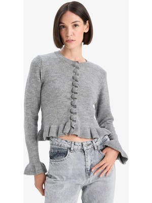 DeFacto Regular Fit Bisiklet Yaka Triko Hırka F3888AX25WN