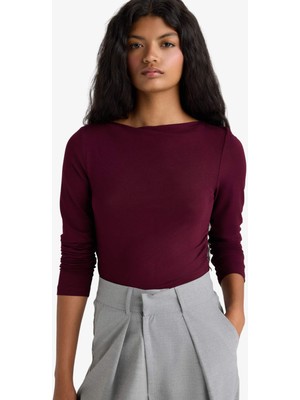 DeFacto Slim Fit Kayık Yaka Uzun Kollu Tişört F9029AX25AU