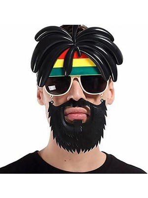 Rasta Peruklu Rasta Sakallı Bob Marley Bıyıklı Parti Gözlüğü 27X18 cm