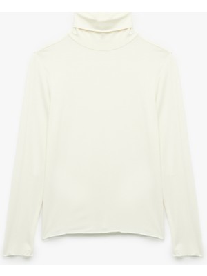 Slim Fit Viskon Kumaş Uzun Kollu Balıkçı Yaka Tişört