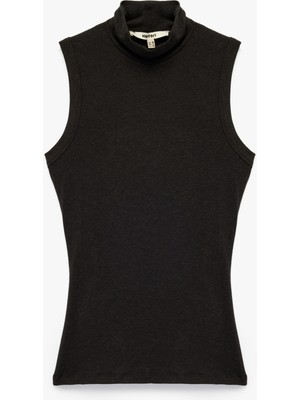 Koyun Yünü Karışımlı Slim Fit Dik Yaka Kolsuz Body