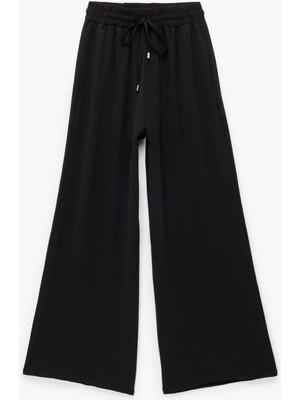 Aerobin Kumaş Beli Bağcıklı Cepli Geniş Paça Palazzo Pantolon