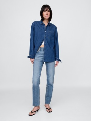 Gap Kadın MEDIUM INDIGO 15 90s Straight Washwell™ Jean Pantolon
