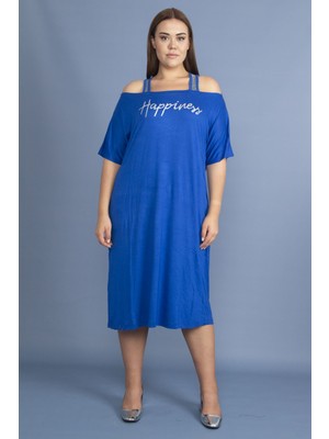 Kadın Haki Sim Detaylı Ön Baskılı Viskon Elbise 65N27473